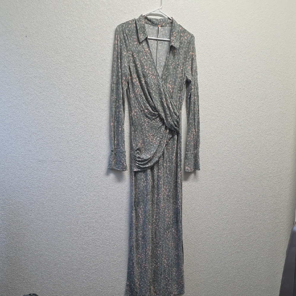 Free People Long Sleeve Wrap Detail Dress